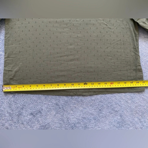 LOFT Anne Taylor 100% Cotton Oversized Sage Green Balloon Sleeve Blouse Size S - Picture 15 of 16